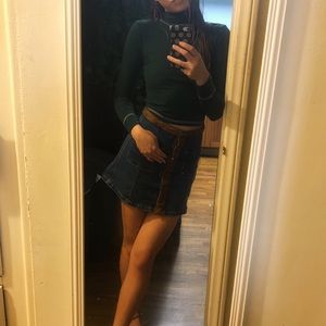 Urban Outfitters dark green crop turtleneck